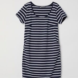 Navy and White Striped Women's Top
